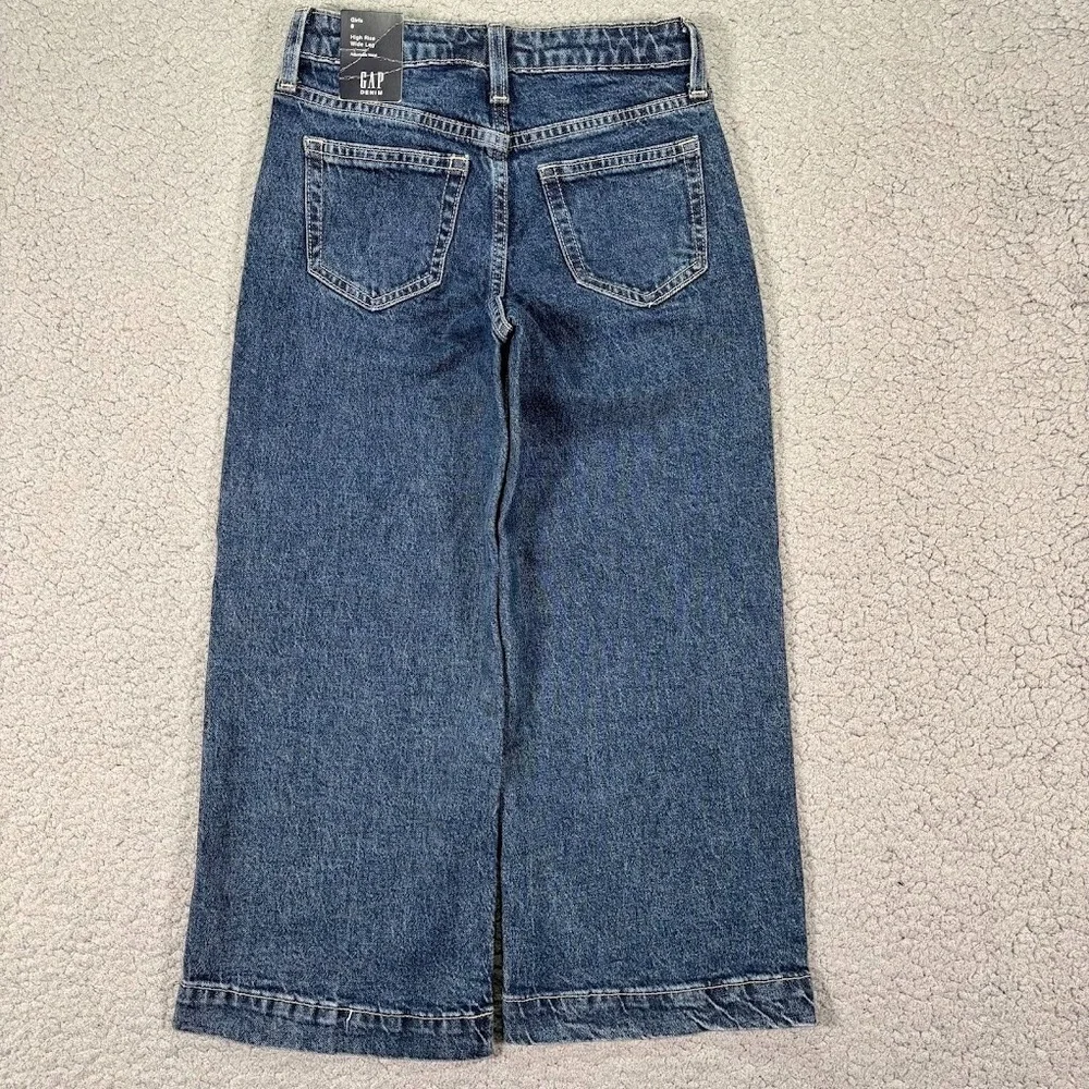 Gap‎ High Rise Wide Leg Baggy Jeans Blue Size 8 Girls Ankle Length NWT